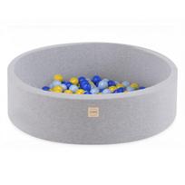 Apvalus Medvilninis Kamuoliukų Baseinas PLUSH NEST, Šviesiai Pilkas (90x30 cm) + 200 Kamuoliukų