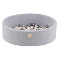 Apvalus Medvilninis Kamuoliukų Baseinas PLUSH NEST, Šviesiai Pilkas (90x30 cm) + 200 Kamuoliukų