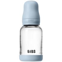 BIBS Baby Glass Bottle Silicone buteliukas nuo pilvo dieglių su silikoniniu laikikliu Baby Blue 120 ml