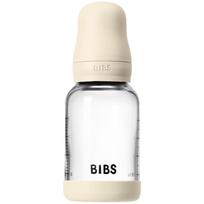 BIBS Baby Glass Bottle Silicone buteliukas nuo pilvo dieglių su silikoniniu laikikliu Ivory 120 ml