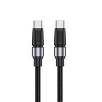 Jellico B26 austinis medvilninis universalus USB-C į USB-C duomenų ir greito įkrovimo laidas PD 60W, 1 m, juodas