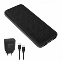 Išorinė baterija PLATINET Power Bank 10000mAh, juoda  +20W kroviklis +USB laidas