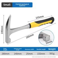 Geological Hammer High Carbon Steel Rock Pick Hammer with Arc for Survey Mine Exploration Geological Prospecting Hammer 500-799g