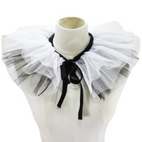Steampunk Renaissance Ruffled Fake Collar Necklace Gothic Mesh Tulle Choker Shawl Neck Accessory for Costume Parties A