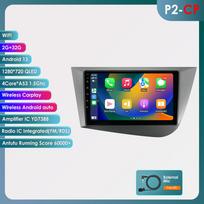 Hizpo Carplay 4G 9'' 6+128 2 din Android automobilinis radijas, skirtas Seat Leon 2 MK2 2005-2012 Carplay 4G daugialypės terpės vaizdo grotuvas Pažangus ekranas Autoradio Audio P2CP 4Core 2G 32G
