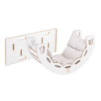 PLUSH NEST 4in1 medinis rokeris/sūpynės su čiuožykla (Šviesiai smėlio pagalvė)