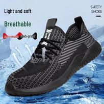 Kvėpuojantys, atsparūs smūgiams ir pradūrimams saugos batai: Unisex kvapui atsparus tinklelis su minkštais, dilimui atspariais, neslystančiais padais 816 Black; Size 44