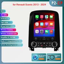 Hizpo 9.7 Tesla Style Carplay 4G 2Din Android automobilio radijas, skirtas Renault Scenic 2013–2024 Multimedijos vaizdo grotuvas GPS DSP Autoradio Intelligent Screen P2CP 4Core 2G 32G AI