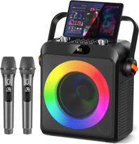 Karaokės aparatas su 2 belaidžiais mikrofonais suaugusiems, Bluetooth 5.3 garsiakalbis su patobulintu žemų dažnių garsiakalbiu, Bass Boost | Namų vakarėlio garso sistema