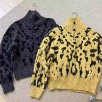 Moteriškas retro leopardinio rašto megztas kardiganas: Storas leopardo rašto paltas 2025 m. rudeniui/žiemai One Size brown