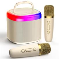 Mini Karaoke Aparatas, Nešiojamas Bluetooth Karaoke Garsiakalbis su 2 Belaidžiais Mikrofonais ir Šviesomis Vaikams ir Suaugusiems, Gimtadienio Dovanos