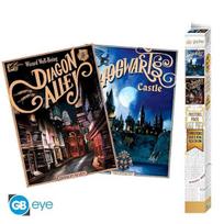 Plakatas - HARRY POTTER - Hogvartsas ir Diagonų alėja - 52x38 cm - 2 dalių rinkinys - Vaikams