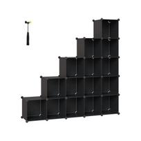 Policinė lentyna, SONGMICS plastikinis stovo lentynas, 125x31x125 cm, juoda.
