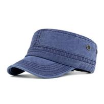 Men's Summer Flat Top Washed Military Baseball Cap Adjustable tamsiai mėlyna spalva