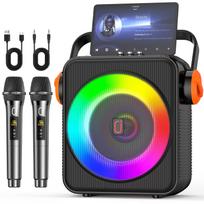 Karaokė aparatas su 2 belaidžiais mikrofonais, Bluetooth 5.3 karaokė aparatas su 6,5  garsiakalbiu, PA sistema su echo reguliavimu namų vakarėliams