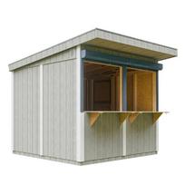 Premium kokybės medinis prekybinis kioskas Timbela M950, H240x248x305 cm, su dažų rinkiniu TUNDRA GREY