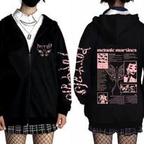 Melanie Martinez Portals Tour Užtraukiami gobtuvai Vyriški drabužiai Harajuku Laisvalaikio Užtraukiami megztiniai Hip Hop Gatvės apranga Striukės Paltai XL juoda