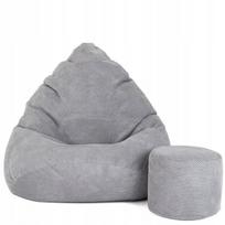 Sėdmaišis su pufu Mega Dot Velour XXL, 100x130 cm, šviesiai pilkas