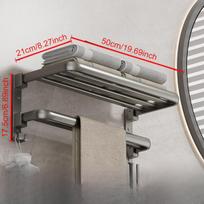 Sulankstomas rankšluosčių laikiklis sieninis,  Jazz Grey dviguba sulankstoma rankšluosčių kabykla 49,78 cm