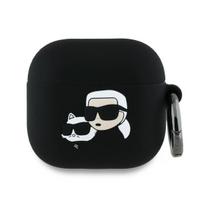 Karl Lagerfeld juodas silikoninis AirPods 4 dėklas Karl & Choupette“ 3D