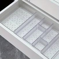 Skaidrus plastikinis stalčių organizatorių rinkinys