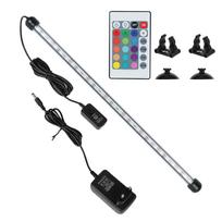 Dekoratyvinis apšvietimas ES kištukas 5050 RGB LED Akvariumo šviesos juosta Nuotolinio valdymo pultelis Atsparus vandeniui Panardinamas akvariumo šviestuvas 28cm 48cm Vandens oro burbuliukų šviestuvai 48cm