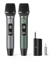 Belaidžiai mikrofonai, profesionalūs UHF dvigubi mikrofonai karaoke, belaidė dinaminė mikrofonų sistema su įkraunamu imtuvu, „Plug and Play“