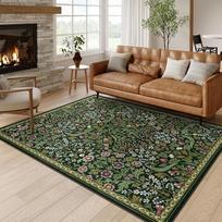 Gėlėtas Kilimas Kilimas Smėlio spalvos Žalias Vynuogės Raštas su Spalvingu Gėlių Dizainu Minkštas Grindų Kilimėlis Svetainei Namų Dekoras Kilimas 80x120cm gray