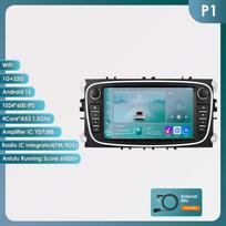 Ossuret Android Išmanusis FM Automobilio Radijas Ford Focus 2007 Mondeo S-max C MAX Kuga Galaxy Fiesta Transit Fusion Connect Autoradio Multimedia Carplay B P1 4Core 1G 32G blue
