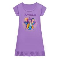 Kids Girls Anime Cartoon K-POP Rumi Print Pleat Short Sleeve Casual Round Neck Dress 90cm