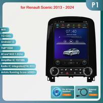 Hizpo 9.7 Tesla Style Carplay 4G 2Din Android automobilio radijas, skirtas Renault Scenic 2013–2024 Multimedijos vaizdo grotuvas GPS DSP Autoradio Intelligent Screen P1 4Core 1G 32G AI