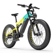 Elektrinis dviratis Visureigis Lankeleisi Rv800 26  1000W Variklis Suaugusiųjų Ebike 48V 20AH Didžiausias Nuotolis 150Km Apkrova 150Kg geltona/žalia