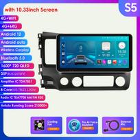 „Autoradio 2Din Android 12“ automobilio radijas, skirtas „Honda Civic 2006–2011“ daugialypės terpės vaizdo grotuvas GPS navigacija RDS 4G „Carplay“ galvos blokas DAB išmanusis ekranas S5 8Core 4G 64G AI