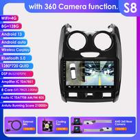 Hizpo Carplay Android automobilio radijas Renault Duster 2015 2016 2017 2018 -2020 navigacijai GPS multimedijos grotuvas stereo išmanusis ekranas WiFi+4G DSP S8 8Core 8G 128G 360