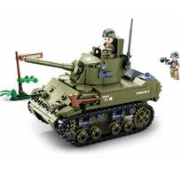 Antrojo pasaulinio karo Normandijos išlaipinimas JAV armijos M5 Stirlingo tankas Ginklas Statybiniai kaladėlės Karinis kareivis Kaladėlės Klasikinis modelis Vaikų žaislai Be DĖŽUTĖS