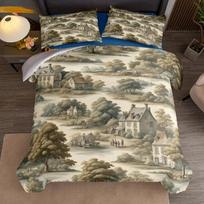 Prancūziškas kaimo Toile de Jouy meno patalynės užvalkalų komplektas UK Vienvietis Dvigulis Karalienės JAV Vienvietis Pilnas Karališkas Dydis Tarp Patalynės Rinkinys EU Twin(135x200cm)