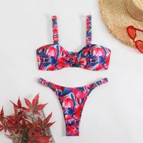 Seksualus bandeau bikini moteriškas maudymosi kostiumas 2025 m. dviejų dalių maudymosi kostiumų rinkinys su stringais moteriškas maudymosi kostiumas moteriai plaukimui paplūdimio drabužiams S white