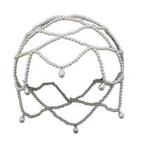 Women's Handmade Pearls Hat Elastic Pearls Headband Light weight Wedding Hat for Weddings and Bridal Event