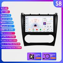 Hizpo 9 colių Carplay 4G 2Din Android 13 automobilių radijas, skirtas Mercedes Benz CLC W203 C-Class C180 C200 CLK200 CLK W209 Intelektualus ekranas vaizdo grotuvas GPS DSP S8 8Core 8G 128G