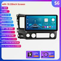 „Autoradio 2Din Android 12“ automobilio radijas, skirtas „Honda Civic 2006–2011“ daugialypės terpės vaizdo grotuvas GPS navigacija RDS 4G „Carplay“ galvos blokas DAB išmanusis ekranas S6 8Core 6G 64G
