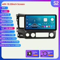 „Autoradio 2Din Android 12“ automobilio radijas, skirtas „Honda Civic 2006–2011“ daugialypės terpės vaizdo grotuvas GPS navigacija RDS 4G „Carplay“ galvos blokas DAB išmanusis ekranas S2 8Core 4G 32G