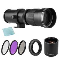 Fotoaparato MF Super Telephoto Zoom objektyvas F/8.3-16 420-800mm T tvirtinimas + UV/CPL/FLD filtrų rinkinys +2X juoda