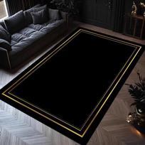Modernus Juodas Auksinis Kilimas Minimalistinis Rėmas Kilimas Prabangus Elegantiškas Grindų Kilimėlis Skaitmeniniu Būdu Spausdintas Glamūrinis Namų Dekoras 40X60CM