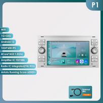Automobilių radijas Hizpo 1G+16G 2din 7'' Android AutoRadio GPS skirtas Ford Mondeo S-max Focus C-MAX Galaxy Fiesta tranzit Fusion Connect kuga Multimedia Navigation QuadCore 1G 16G sidabras