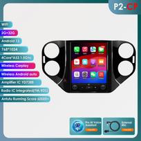 Hizpo „Carplay 4G 9,7“ colio „Tesla“ stiliaus ekranas, 2 DIN „Android 13“ automobilio radijas, skirtas „Volkswagen Tiguan 1NF 2007–2016“ multimedijai, vaizdo įrašams, GPS, RDS, išmaniajam ekranui P2CP 4Core 2G 32G AI