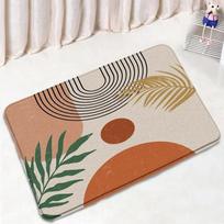 Abstract Mid Century Bath Mat Set Black Line Green Leaf Modern Geometric Boho Home Carpet Bathroom Decor Floor Rugs Toilet Cover 45x75cm-17.7x29.5in