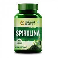 Spirulina (120 lašų, ​​500 mg), Ekologiška spirulina, Himalayan Organics