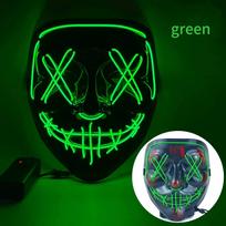 Wireless Scary Glowing Mask LED Halloween Horror Neon Light Carnival Party Mask Glow in The Dark Cosplay Costume Supply žalia