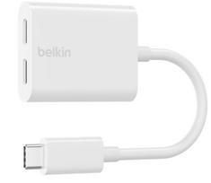 BELKIN F7U081BTWH Dual USB-C Audio + Charge Adapter, White