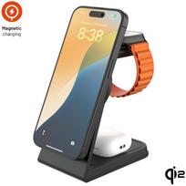 Fixed 3-in-1 Mag ALU Qi2 langaton MagSafe charging station, black (FIXMPOS-AL2-BK)